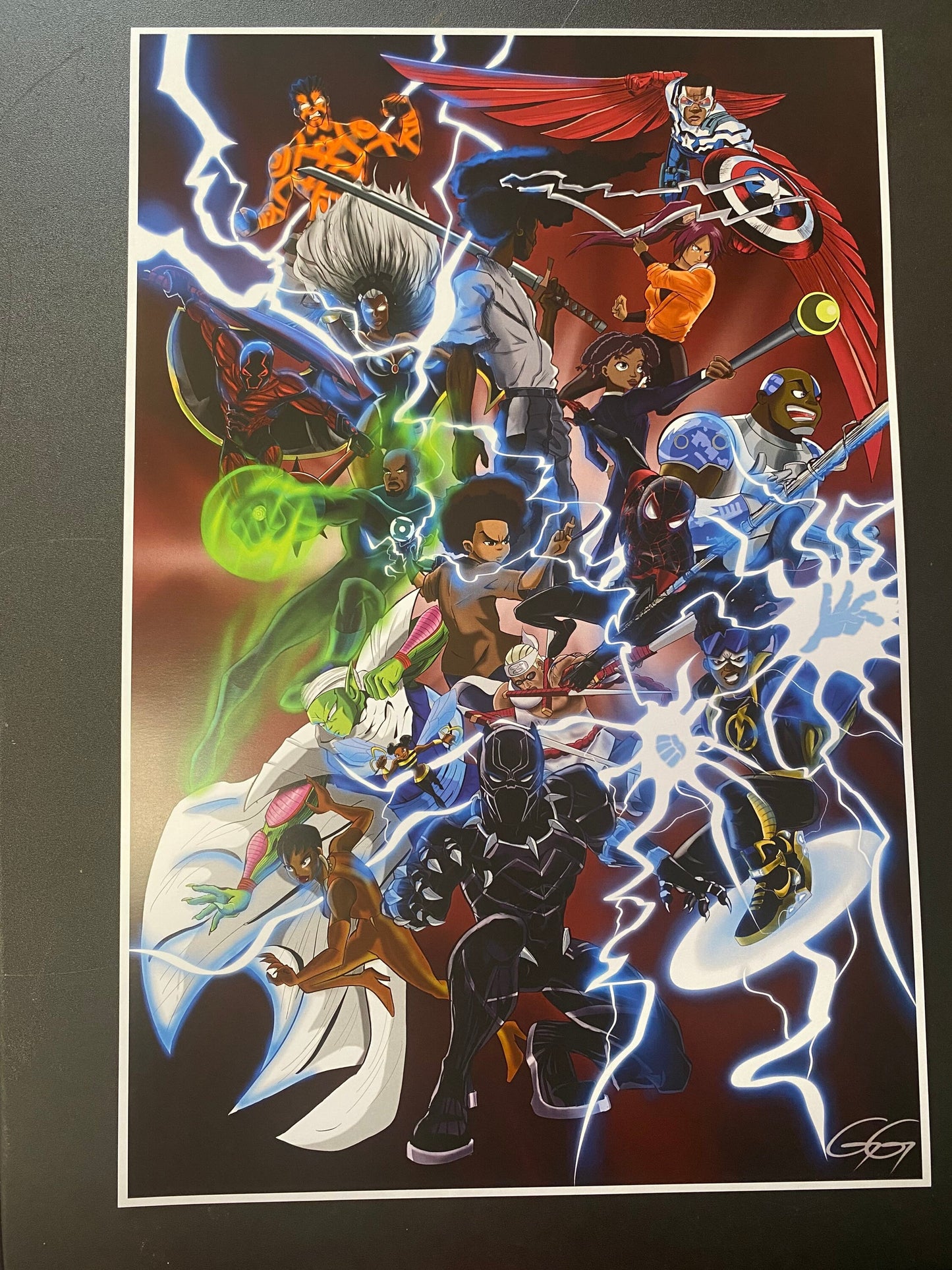 Black Anime characters & Superheroes Wall art, black anime art prints