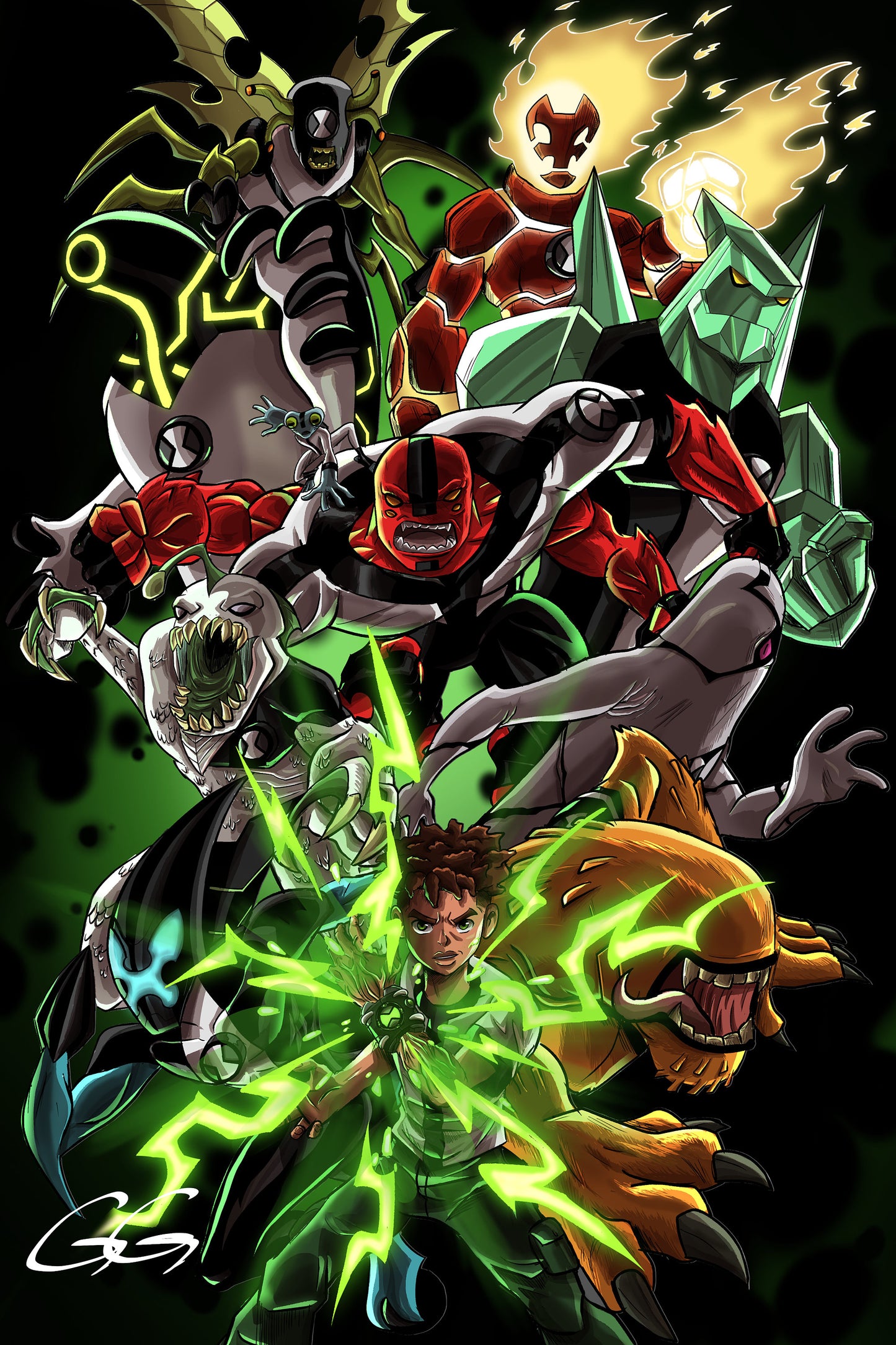 Cartoon, Anime Poster Print, Wall Art for Black Anime Room Decor, Cartoon Poster Print, Ben Tennyson Art Print