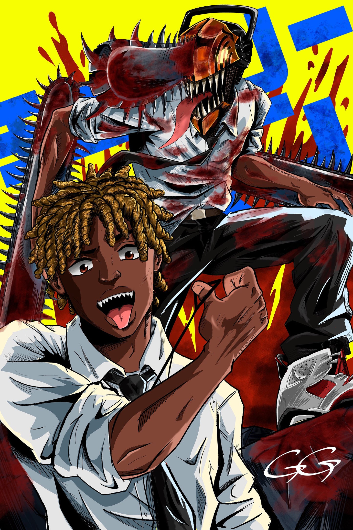 Denji-CSM anime Wall art Poster, Black anime art prints