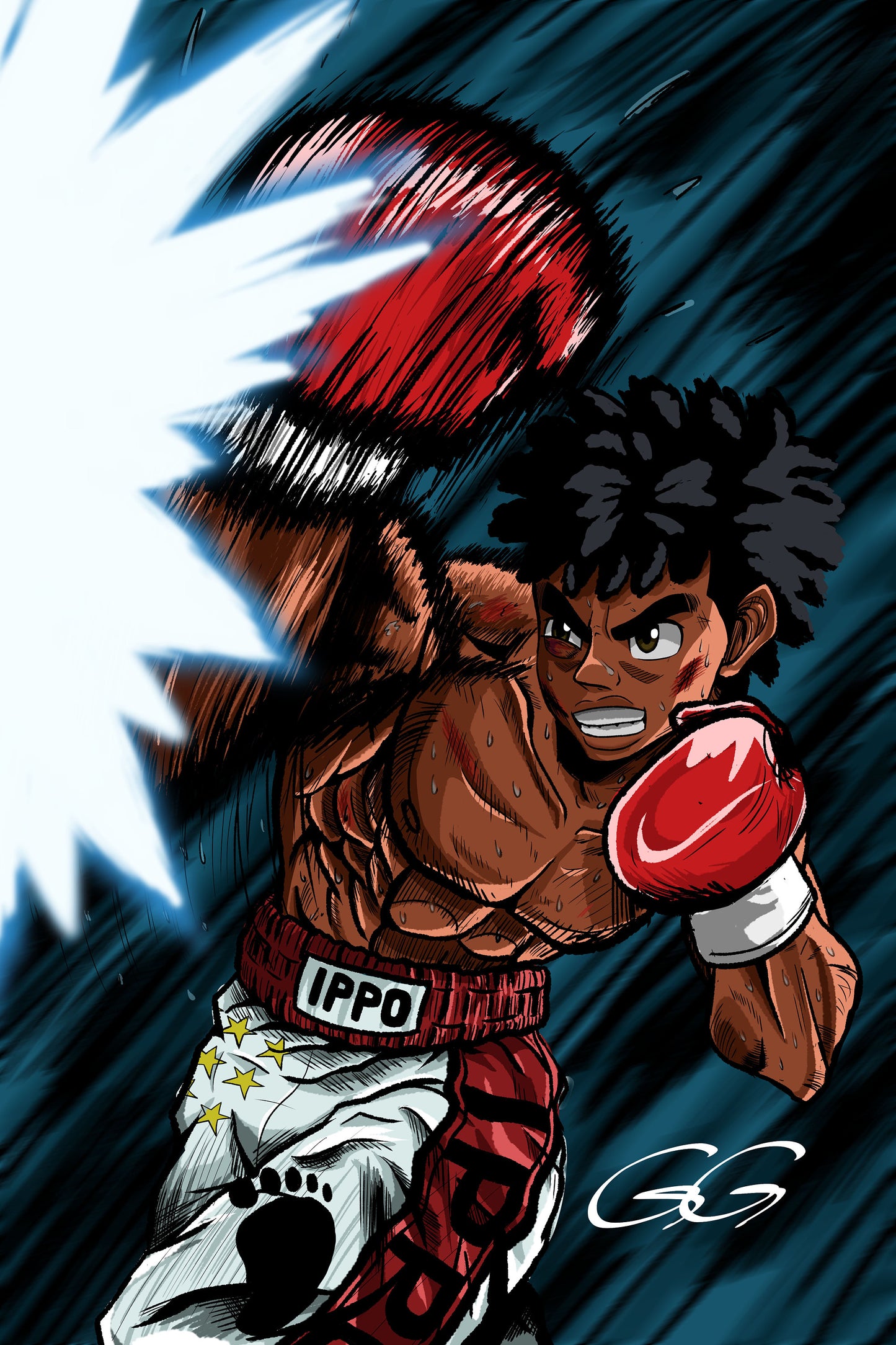 Ippo Makunouchi Wall art print Black anime poster